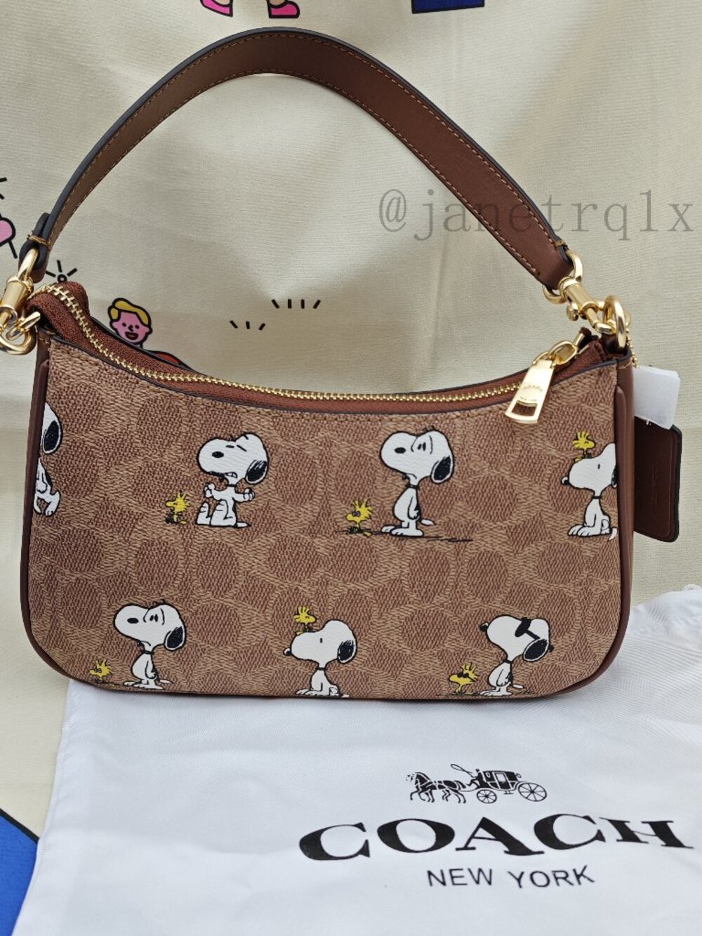 🎶🎶Coach X Peanuts Teri Shoulder Bag In Signature Canvas With Snoopy Print - Picture 2 of 8